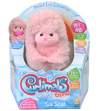 Curlimals Bamse m. Lyd og Bevægelse - 14 cm - Glow Seal