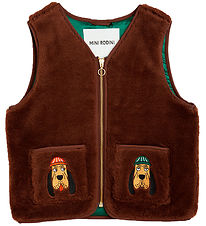 Mini Rodini Vest - Imiteret Pels - Bloodhound  - Brun