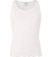 Rosemunde Top - Silke/Bomuld -  New White m. Blonder