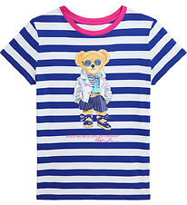 Polo Ralph Lauren T-shirt - Hvid/Blstribet m. Bamse