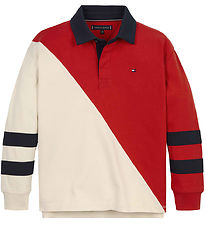 Tommy Hilfiger Polobluse - Colorblock Rugby - Rd/Hvid