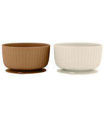 Mikk-Line Skåle - 2-pak - Silikone - White Swan/Brown Sugar