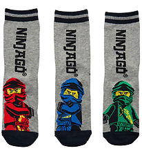LEGO Ninjago Strmper - 3-pak - LWAris 100 - Grey Melange