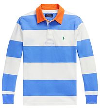 Polo Ralph Lauren Polobluse - Summer Blue/Hvidstribet m. Orange