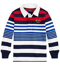 Polo Ralph Lauren Polobluse - Hvid/Blstribet m. Rd