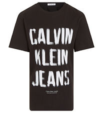 Calvin Klein T-shirt - Pixel Logo Relaxed - Sort m. Hvid