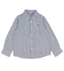 GANT Skjorte - Oxford - Persian Blue/Hvidstribet