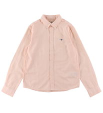 GANT Skjorte - Oxford - Coral Apricot/Hvidstribet