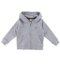 GANT Cardigan - Shield Zip - Light Grey Melange