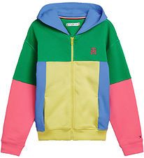 Tommy Hilfiger Cardigan - U Colorblock Monogram - Grøn/Gul/Pink/ Tommy Hilfiger Cardigan - U Colorblock Monogram - Grøn/Gul/Pink/