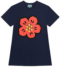 Kenzo Kjole - Navy/Rd m. Blomst