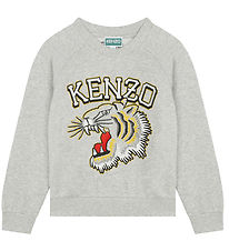Kenzo Sweatshirt - Gråmeleret m. Tiger