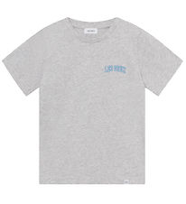 Les Deux T-shirt - Blake - Snow Melange/Washed Denim Blue