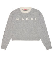 Marni Bluse - Cropped - Uld - Gråmeleret m. Creme