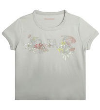 Zadig & Voltaire T-shirt - Alister - Lysegrå m. Blomster/Similis