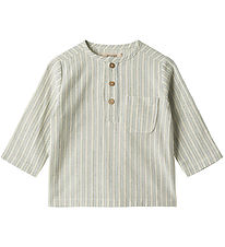 Wheat skjorte - Bjrk - Aquablue Stripe