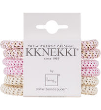 Kknekki Hårelastikker - Slim - 6-pak - Rosa/Creme
