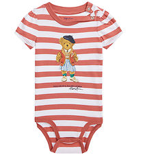 Polo Ralph Lauren Body k/ - Rd/Hvidstribet m. Bamse