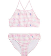 Polo Ralph Lauren Bikini - Pink/Hvidternet m. Logoer