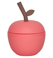 OYOY Kop m. Sugerør - Æble - Silikone - Cherry Red