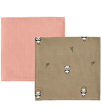 OYOY Stofbleer - 70x70cm - Panda - 2-pak - Khaki/Rose