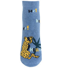 Melton Strømper m. Antiskrid - Let's Go - Denim Blue