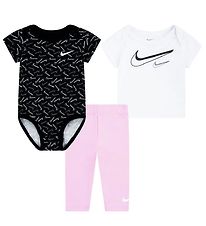 Nike Sæt - Bukser/T-shirt/Body k/æ - Pink Rise/Hvid/Sort