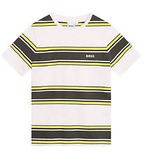 BOSS T-shirt - Hvid/Armygrøn m. Gul