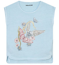Zadig & Voltaire T-shirt  - Angel - Lysebl m. Blomster/Similist