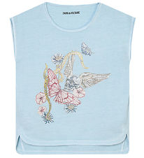 Zadig & Voltaire T-shirt  - Angel - Lyseblå m. Blomster/Similist