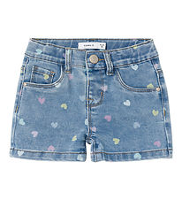 Name It Shorts - Slim - NmfSalli - Medium Blue Denim/Hearts