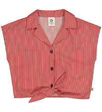 Msli Skjorte - Poplin Stripe Crop - Balsam Cream/Apple Red