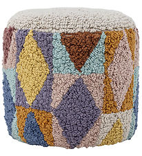 Bloomingville Puf - Miaki - 30x30 cm - Grå/Multifarvet