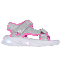 Skechers Sandaler m. Lys - Sola Glow - Silver/Hot Pink