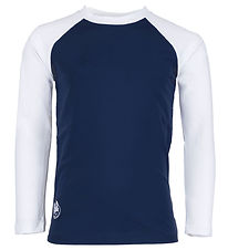 Petit Crabe Badebluse - Raglan - UV50+ - Blue/White