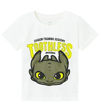 Name It T-shirt - NmmApron Dragons - Bright White m. Toothless