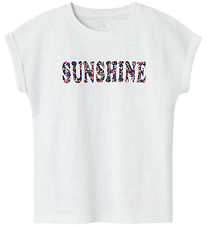 Name It T-shirt - NkfFamma - Noos - Bright White/Sunshine Text