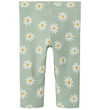Name It Leggings - NmfVivian - Silt Green/Daisy flowers