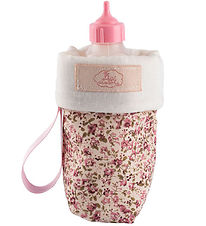 Asi Dukketilbehr - Sutteflaske m. Opbevaringspose - Rosa/Blomst