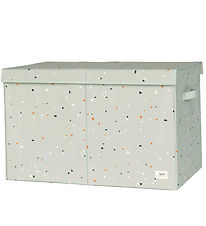 3 Sprouts Opbevaringskasse m. Låg- 63x38x39 cm - Terrazzo/Grøn