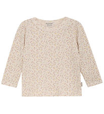 Minymo Bluse - Rib - Pink Champagne m. Blomster
