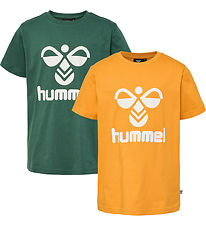 Hummel T-shirt - hmlTres - 2-pak - Butterscotch/Pineneedle
