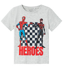 Name It T-Shirt - NmmMaclin Spiderman - Light Grey Melange