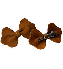 Petit La Busch Hårsløjfer - Bow - 2-pak - 6x4 cm - Cognac
