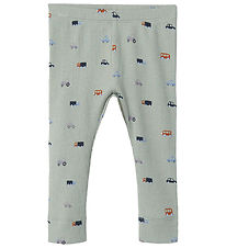Name It Leggings - Rib - NbmDabu - Wrought Iron m. Køretøjer