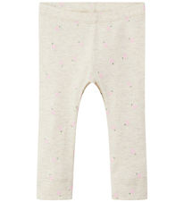 Name It Leggings - Rib - NbfDabua - Peyote Melange m. Jordbær