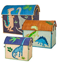 Rice Opbevaringskurve - Raffia - 3 stk. - 52/45/37 cm - Dinosaur