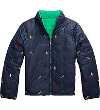 Polo Ralph Lauren Dynejakke - Vendbar - Grøn/Navy m. Logoer