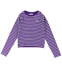 Gant Bluse - Cropped - Rib - Pansy Purple/Hvidstribet