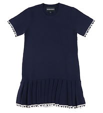 Emporio Armani Kjole - Strik - Navy m. Hvid